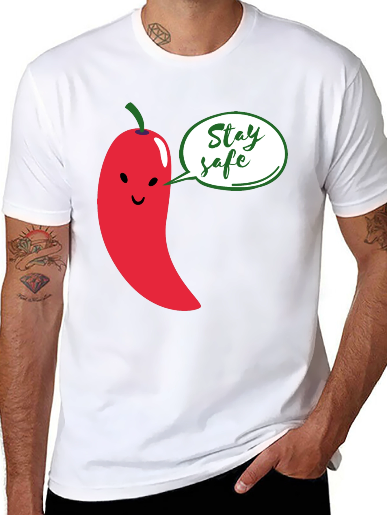 Stay Safe Pepper Graphic Tee - Unisex Black T-Shirt