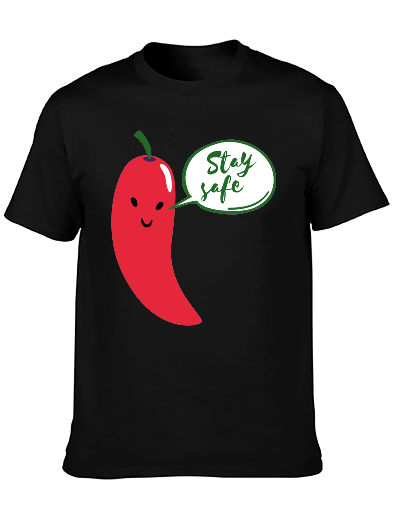 Stay Safe Pepper Graphic Tee - Unisex Black T-Shirt