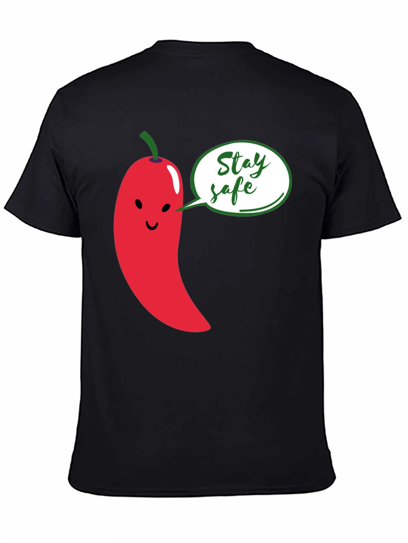 Stay Safe Pepper Graphic Tee - Unisex Black T-Shirt