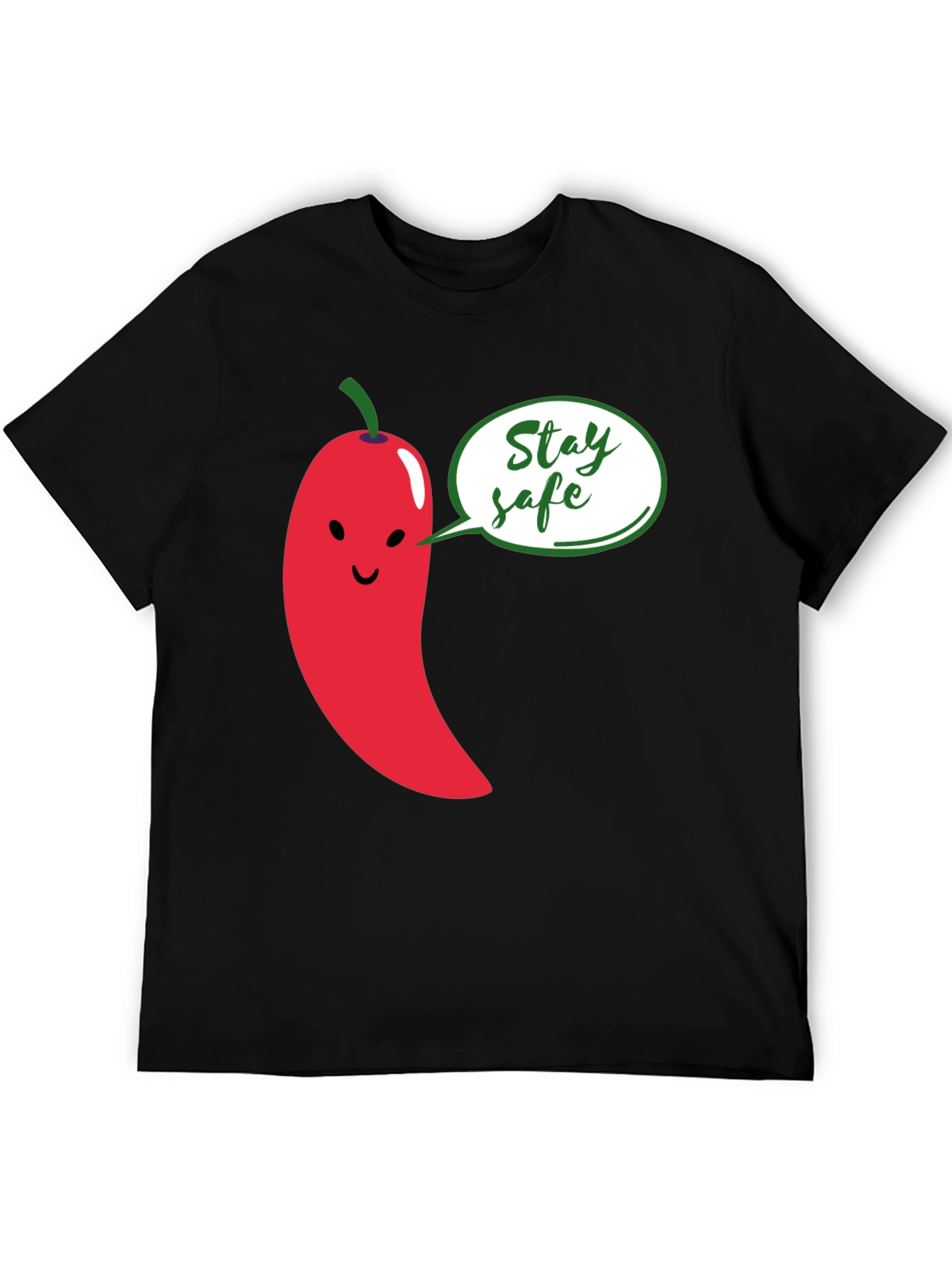 Stay Safe Pepper Graphic Tee - Unisex Black T-Shirt