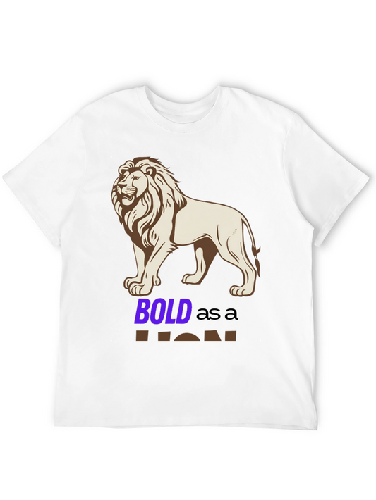 Bold Lion Graphic Tee - Black Cotton Blend Shirt
