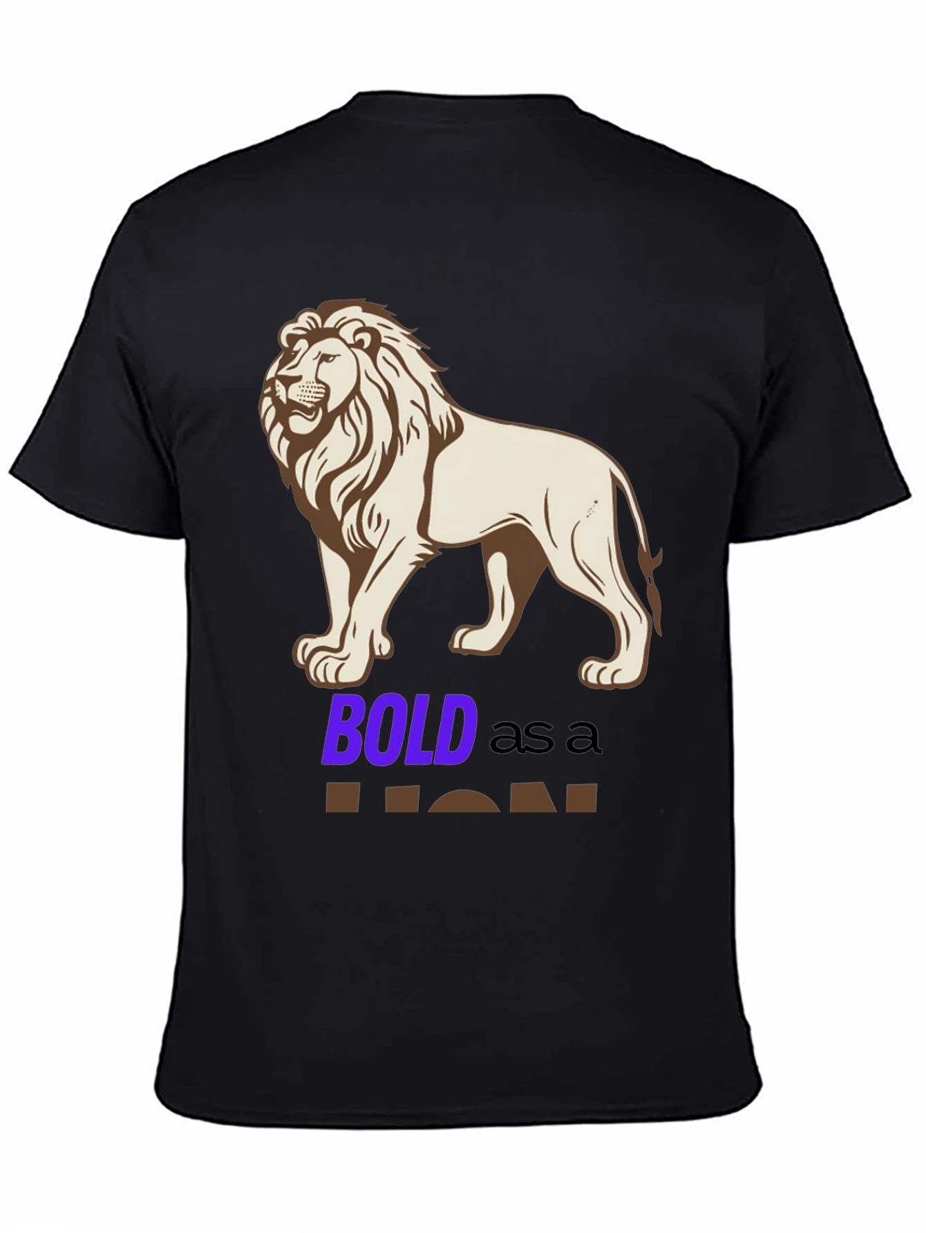 Bold Lion Graphic Tee - Black Cotton Blend Shirt