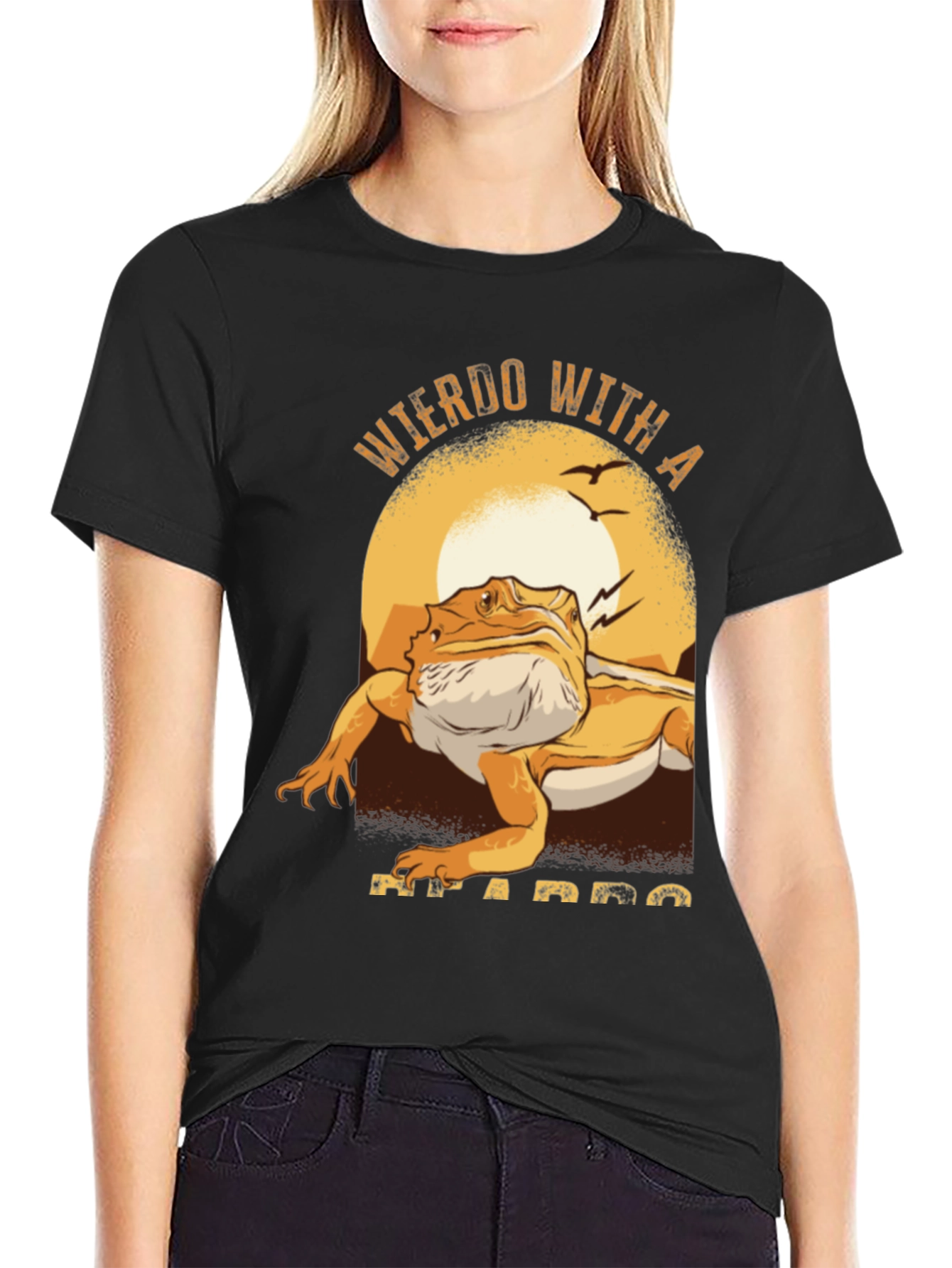 Weirdo with a Beardo T-Shirt Funny Lizard Tee