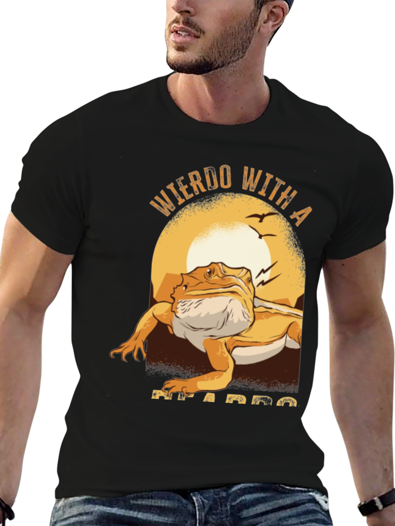Weirdo with a Beardo T-Shirt Funny Lizard Tee