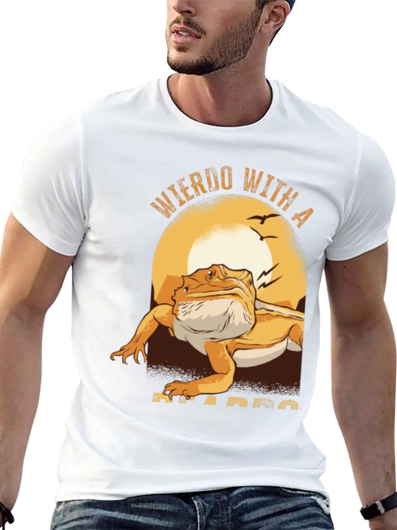 Weirdo with a Beardo T-Shirt Funny Lizard Tee