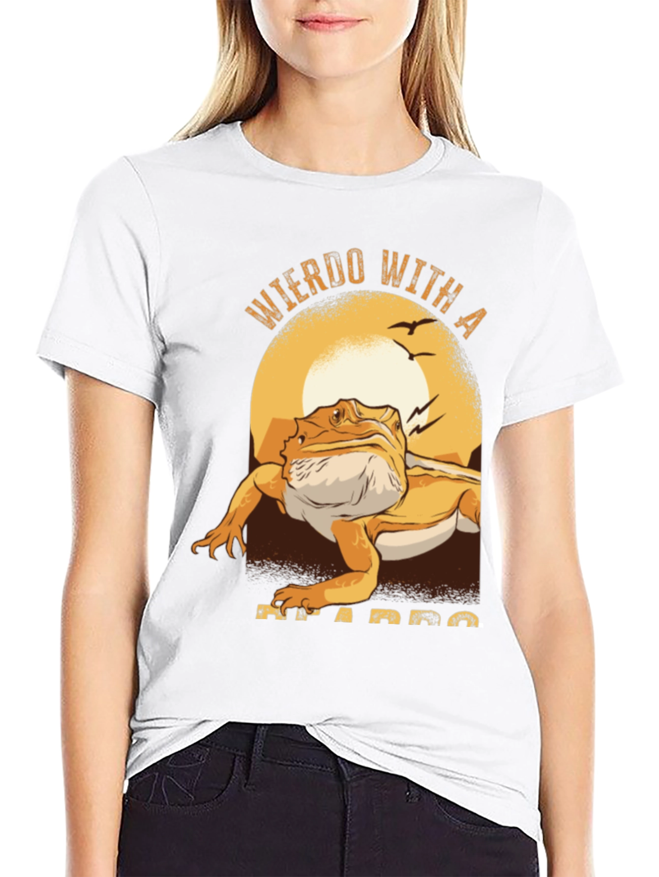 Weirdo with a Beardo T-Shirt Funny Lizard Tee