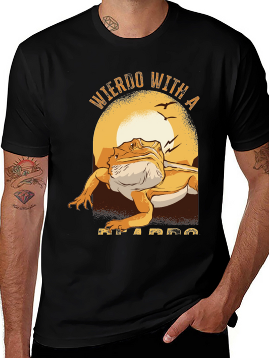 Weirdo with a Beardo T-Shirt Funny Lizard Tee
