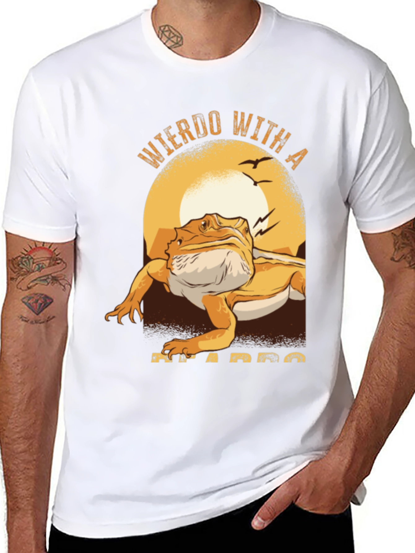 Weirdo with a Beardo T-Shirt Funny Lizard Tee