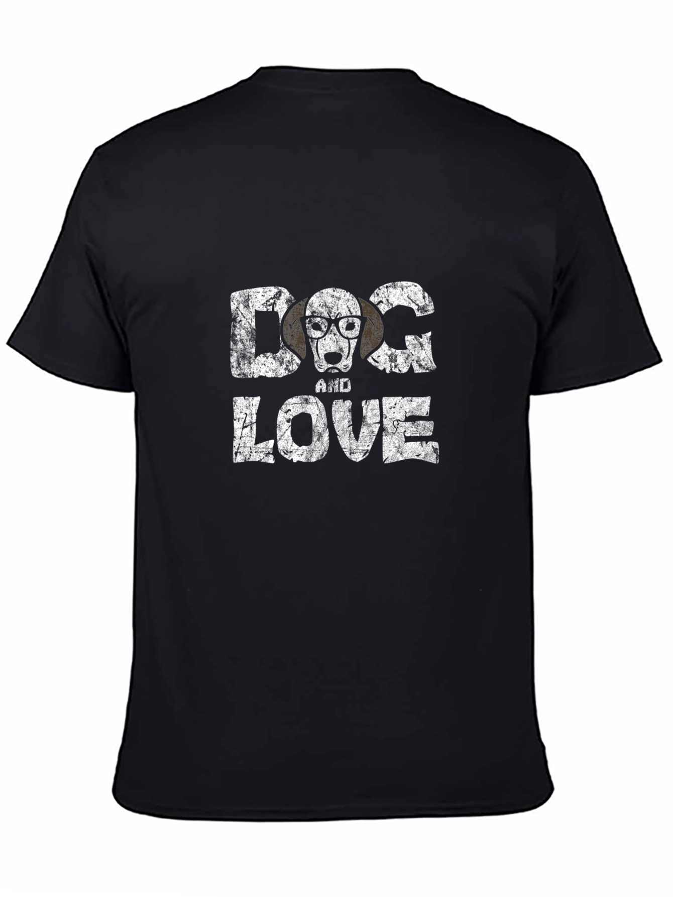 Dog and Love Graphic Tee - Black Cotton T-Shirt