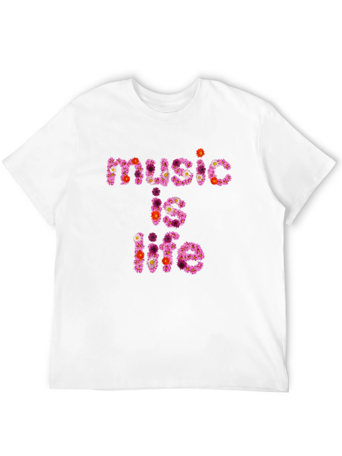 Floral Music is Life Graphic Black T-Shirt