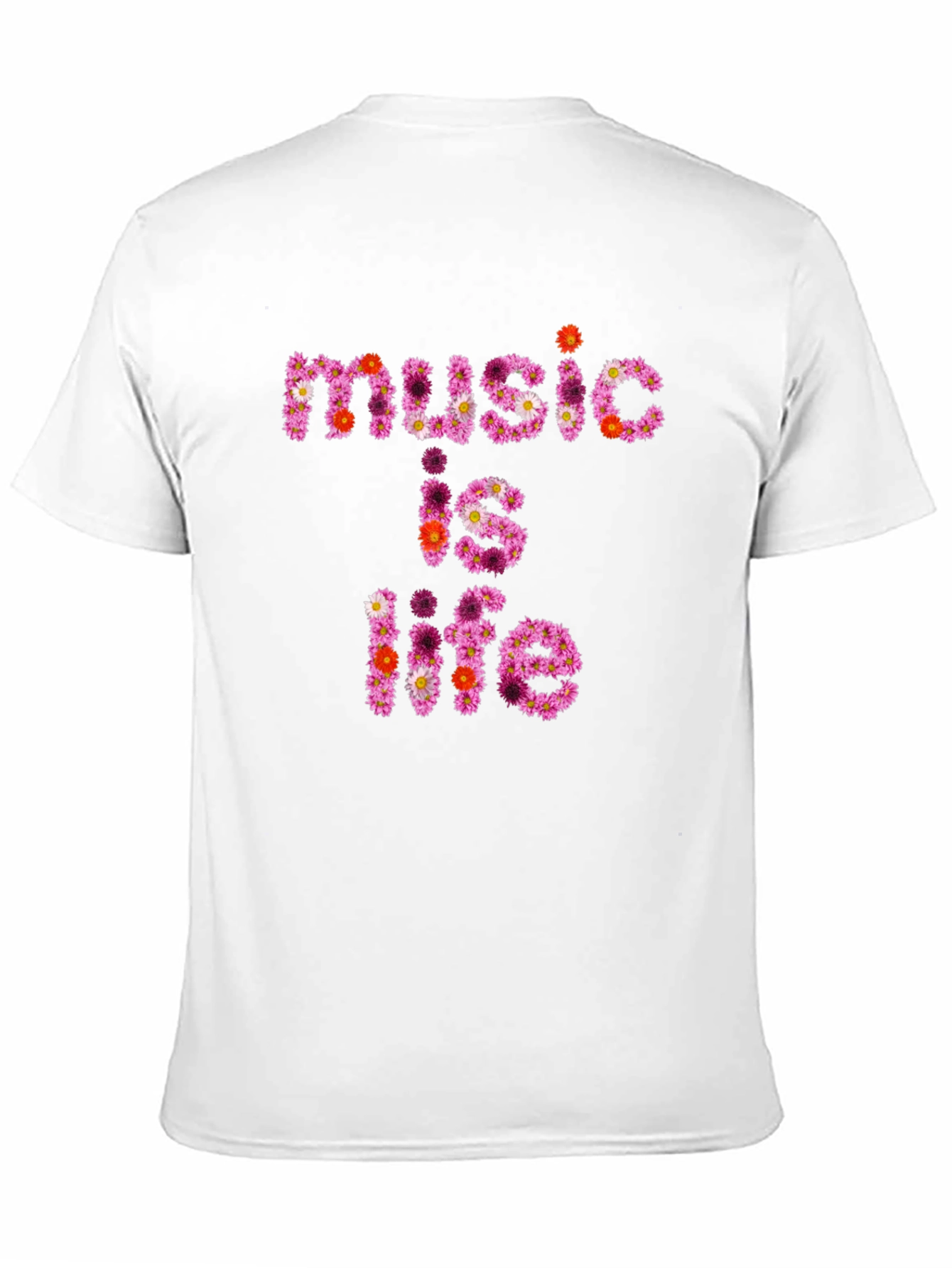 Floral Music is Life Graphic Black T-Shirt