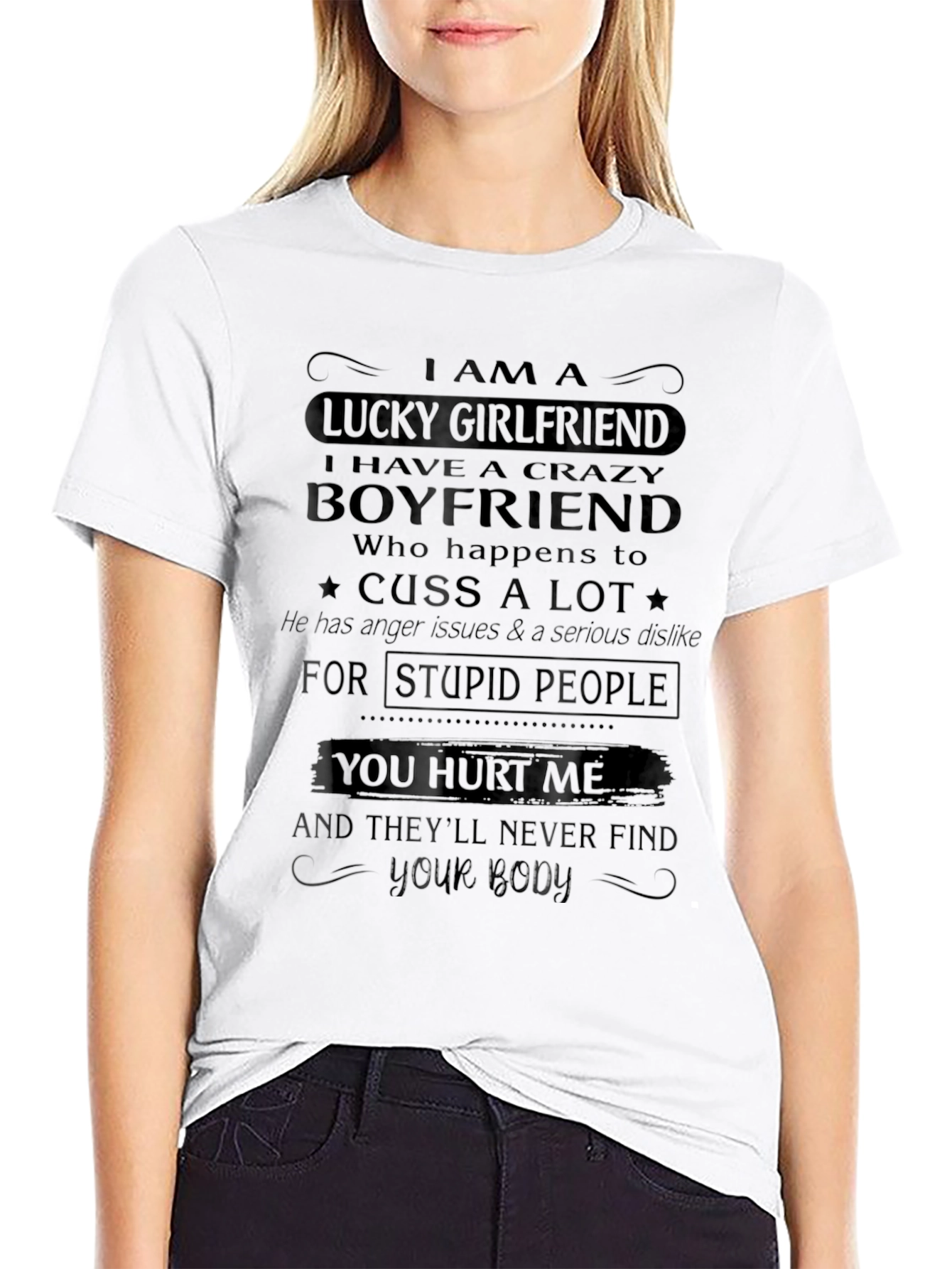 Lucky Girlfriend Crazy Boyfriend Graphic Tee