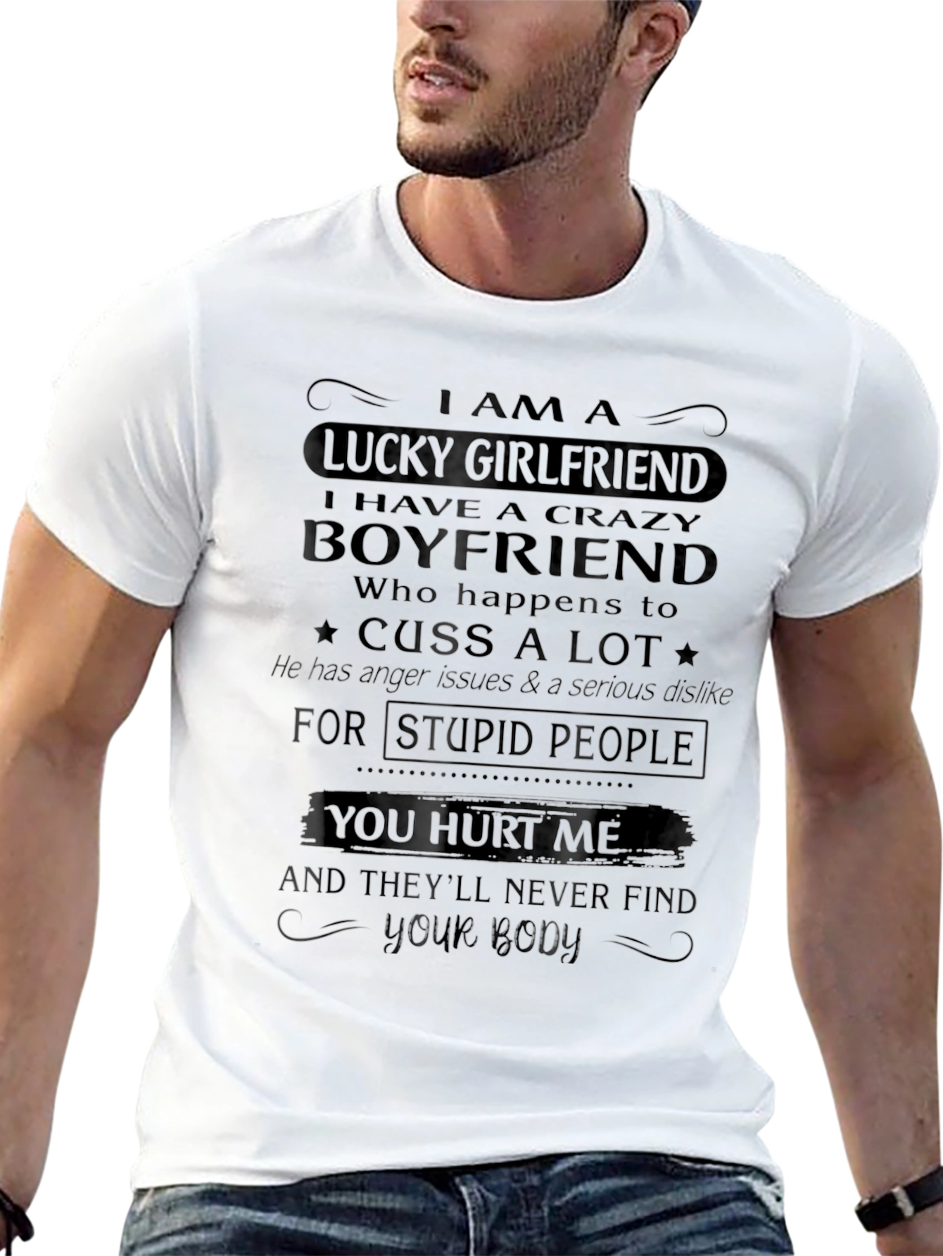 Lucky Girlfriend Crazy Boyfriend Graphic Tee