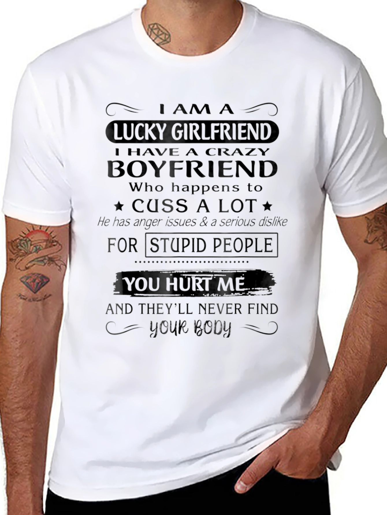 Lucky Girlfriend Crazy Boyfriend Graphic Tee
