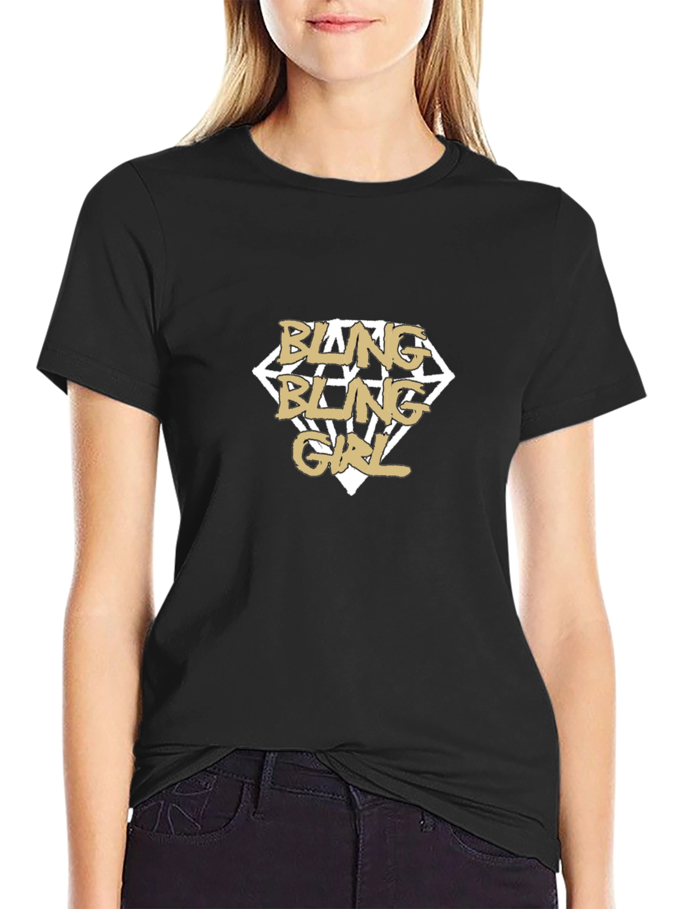 Bling Bling Girl T-Shirt - Diamond Graphic