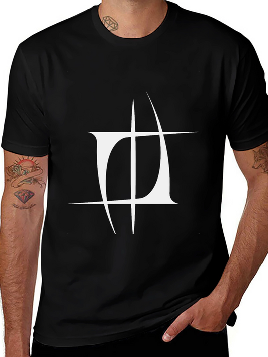 Black T-Shirt with White Abstract Graphic Print