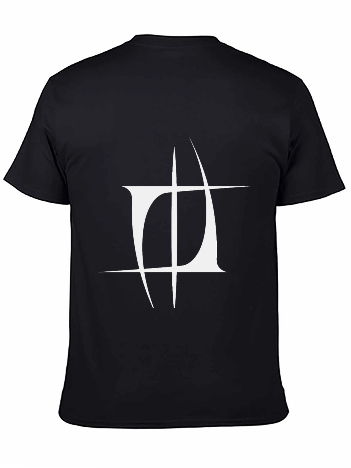 Black T-Shirt with White Abstract Graphic Print