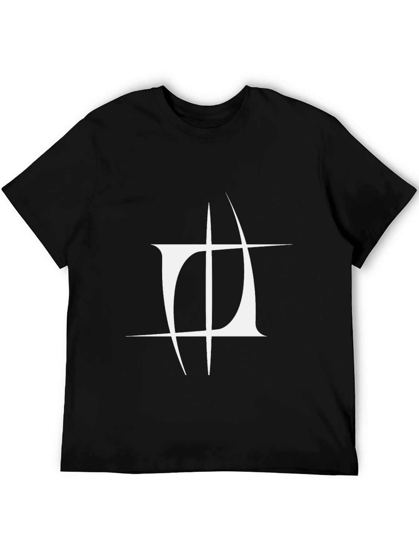 Black T-Shirt with White Abstract Graphic Print