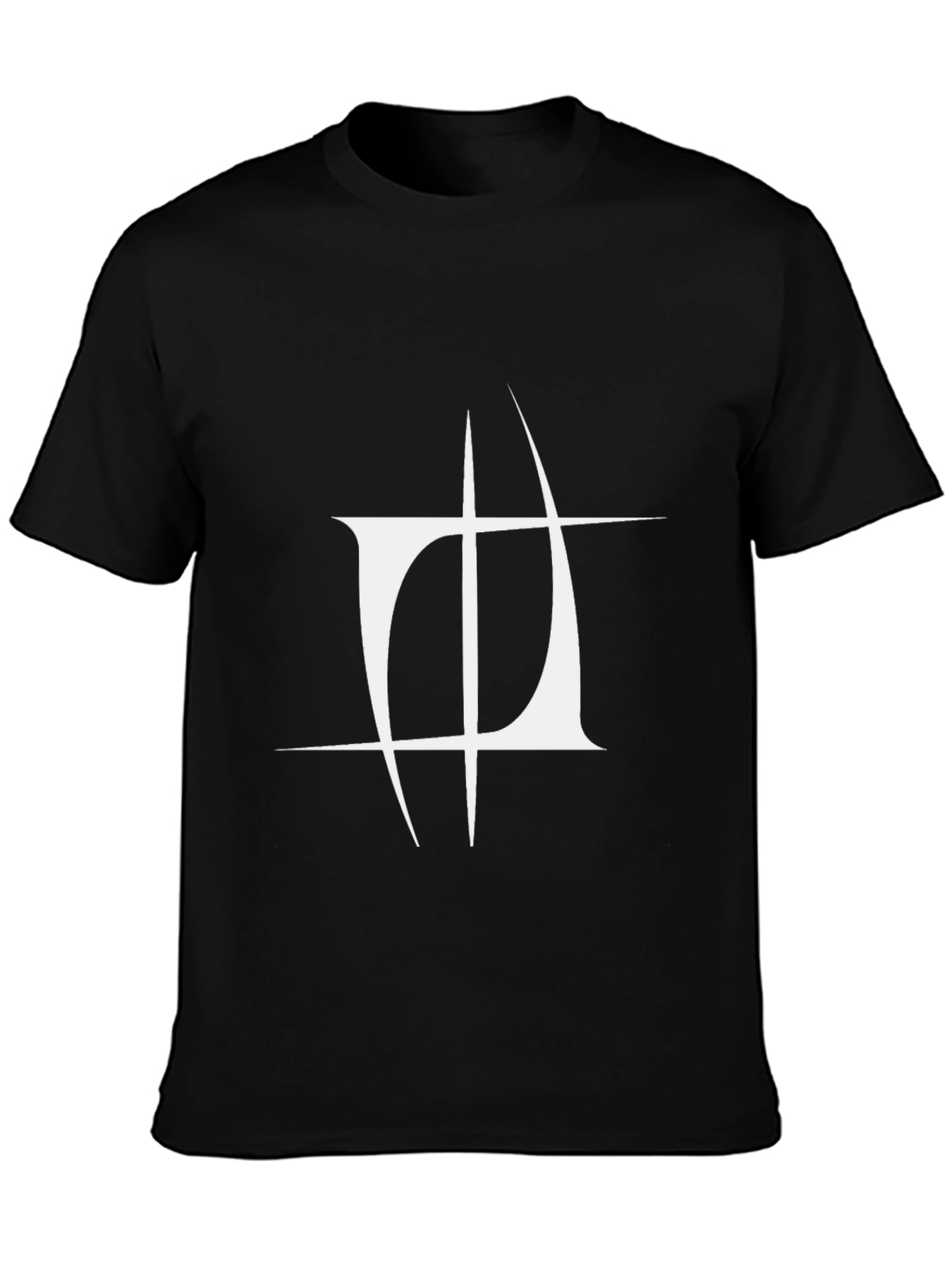 Black T-Shirt with White Abstract Graphic Print