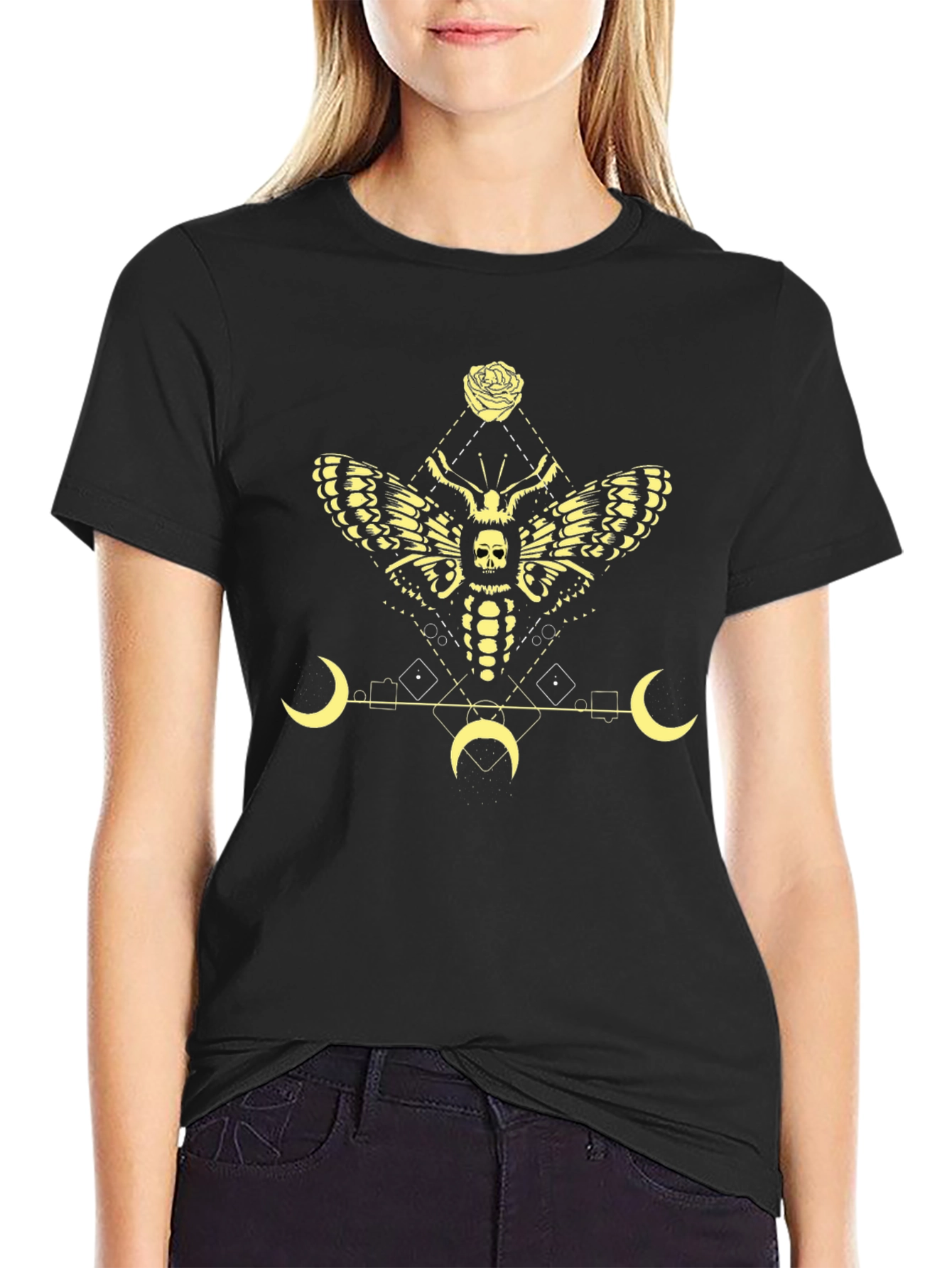 Gothic Moth Skull Graphic Tee
