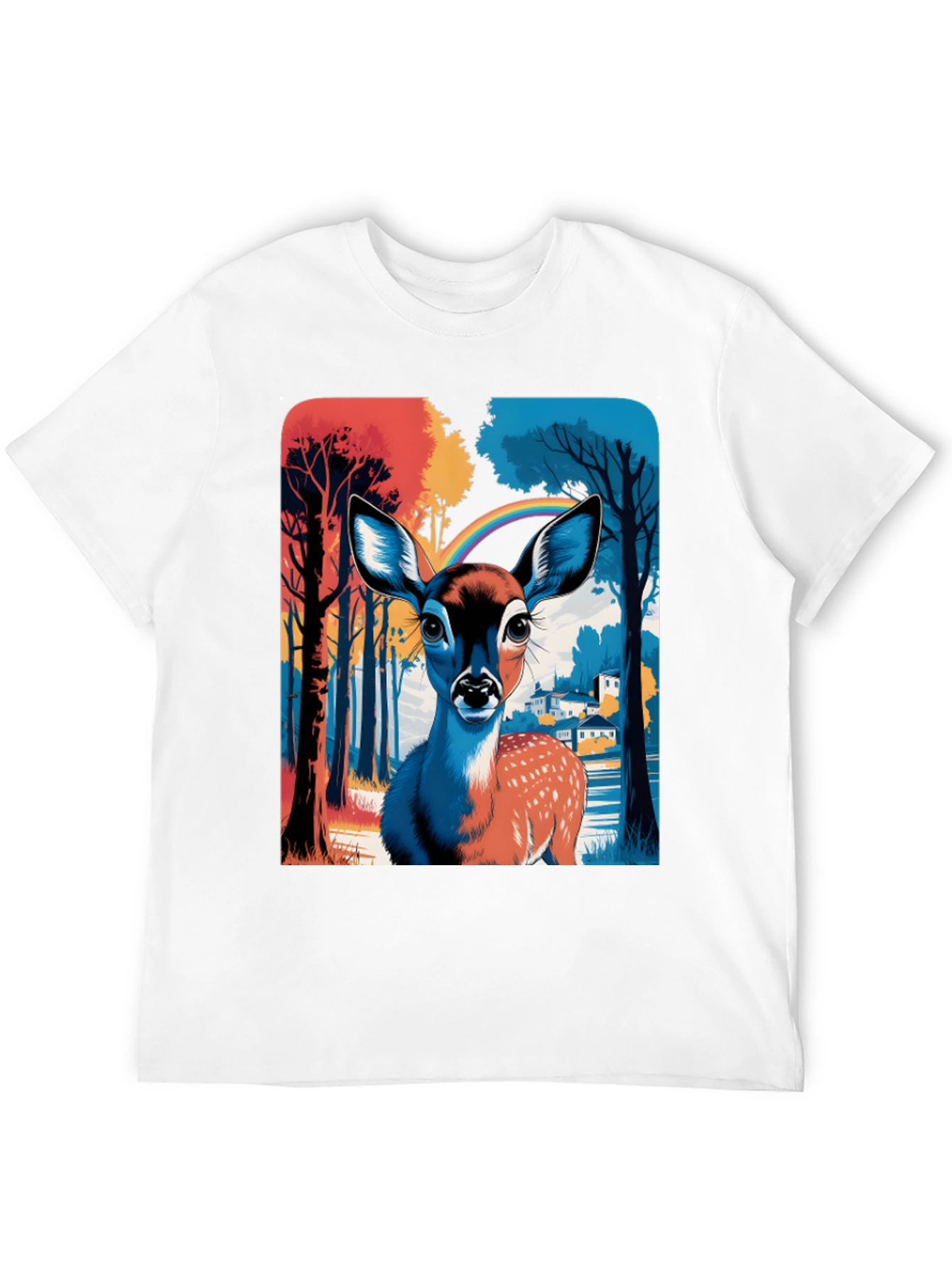 Deer Rainbow Graphic Tee - Stylish Mens T-Shirt