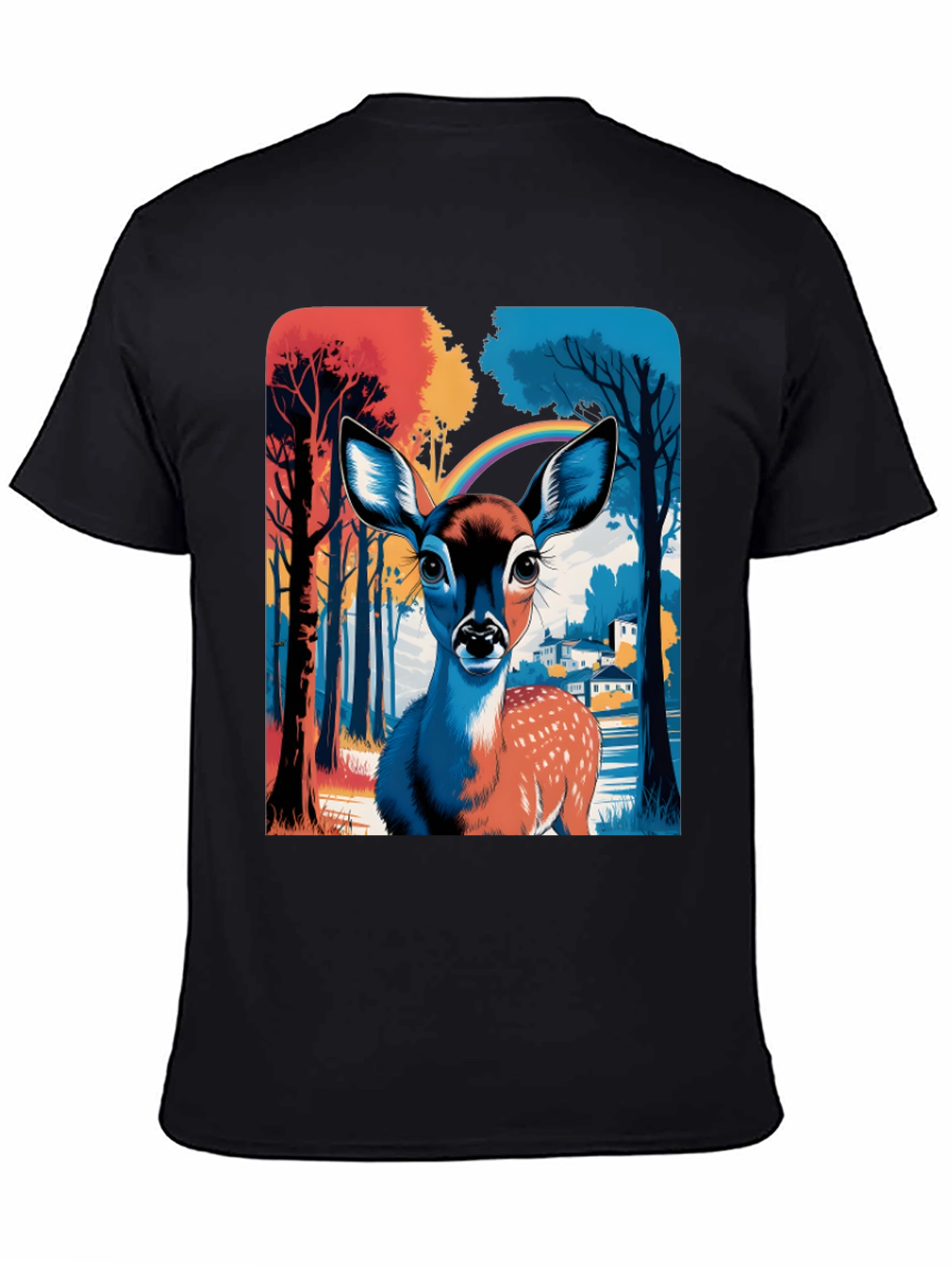 Deer Rainbow Graphic Tee - Stylish Mens T-Shirt
