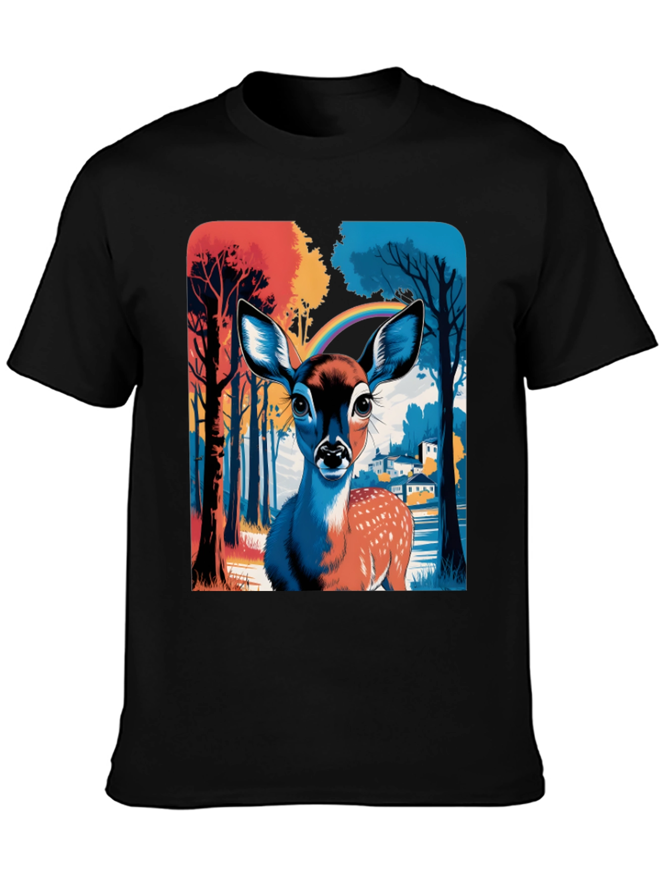 Deer Rainbow Graphic Tee - Stylish Mens T-Shirt