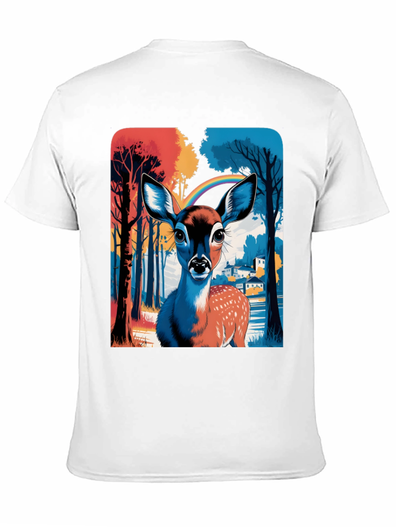 Deer Rainbow Graphic Tee - Stylish Mens T-Shirt