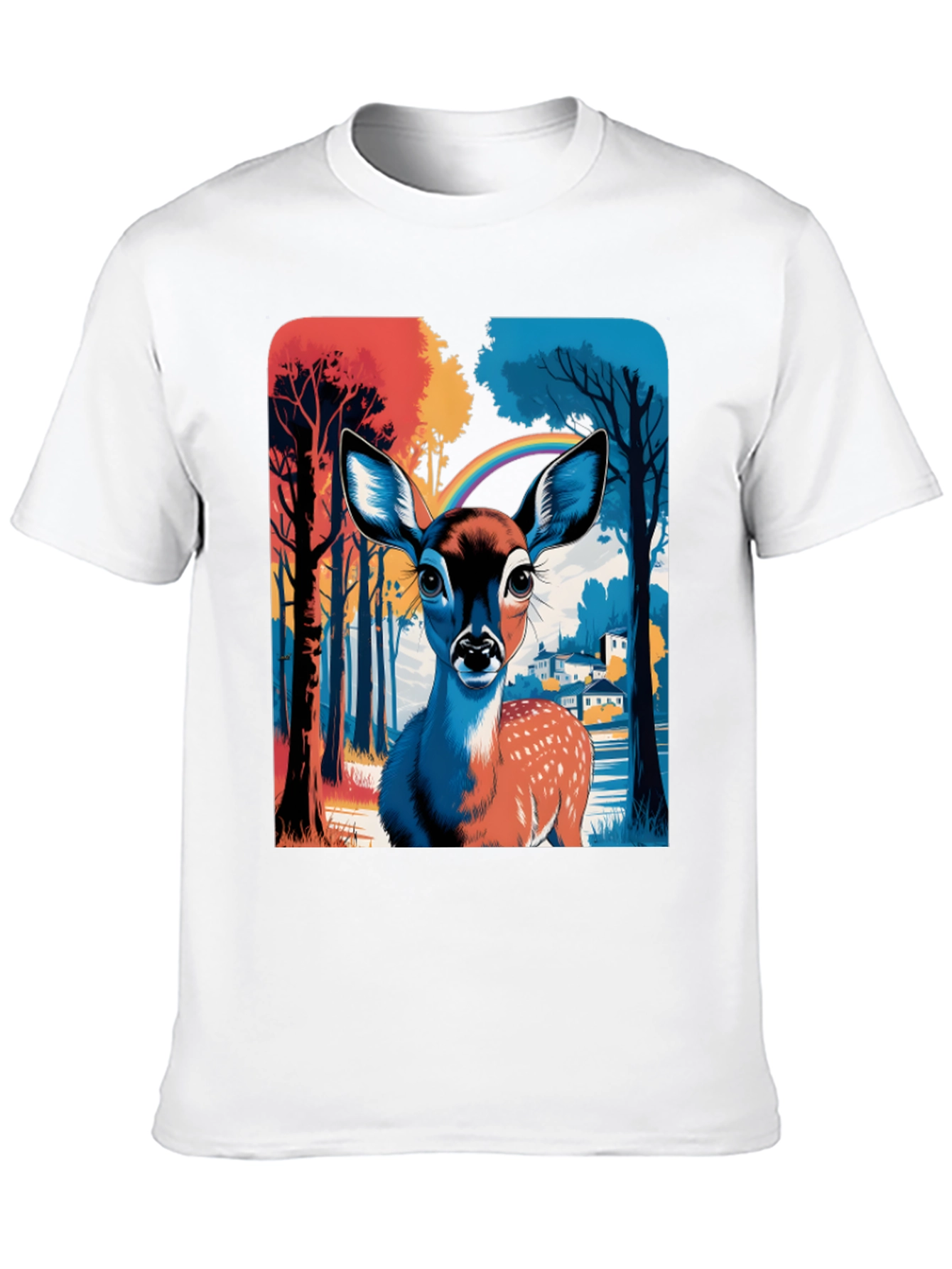 Deer Rainbow Graphic Tee - Stylish Mens T-Shirt