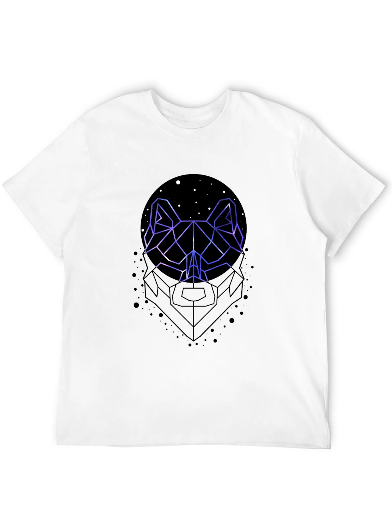 Geometric Wolf Graphic Print Black T-Shirt