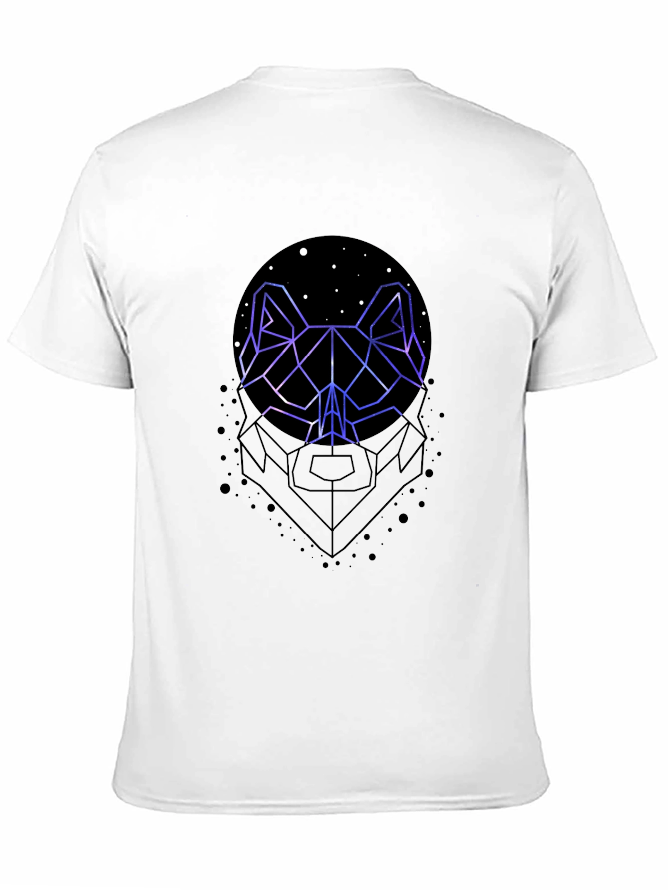 Geometric Wolf Graphic Print Black T-Shirt
