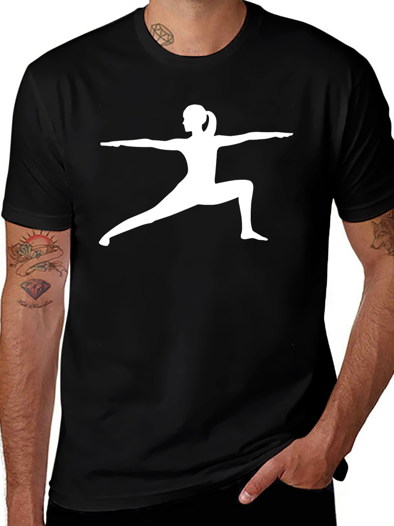 Yoga Warrior Pose Black T-Shirt