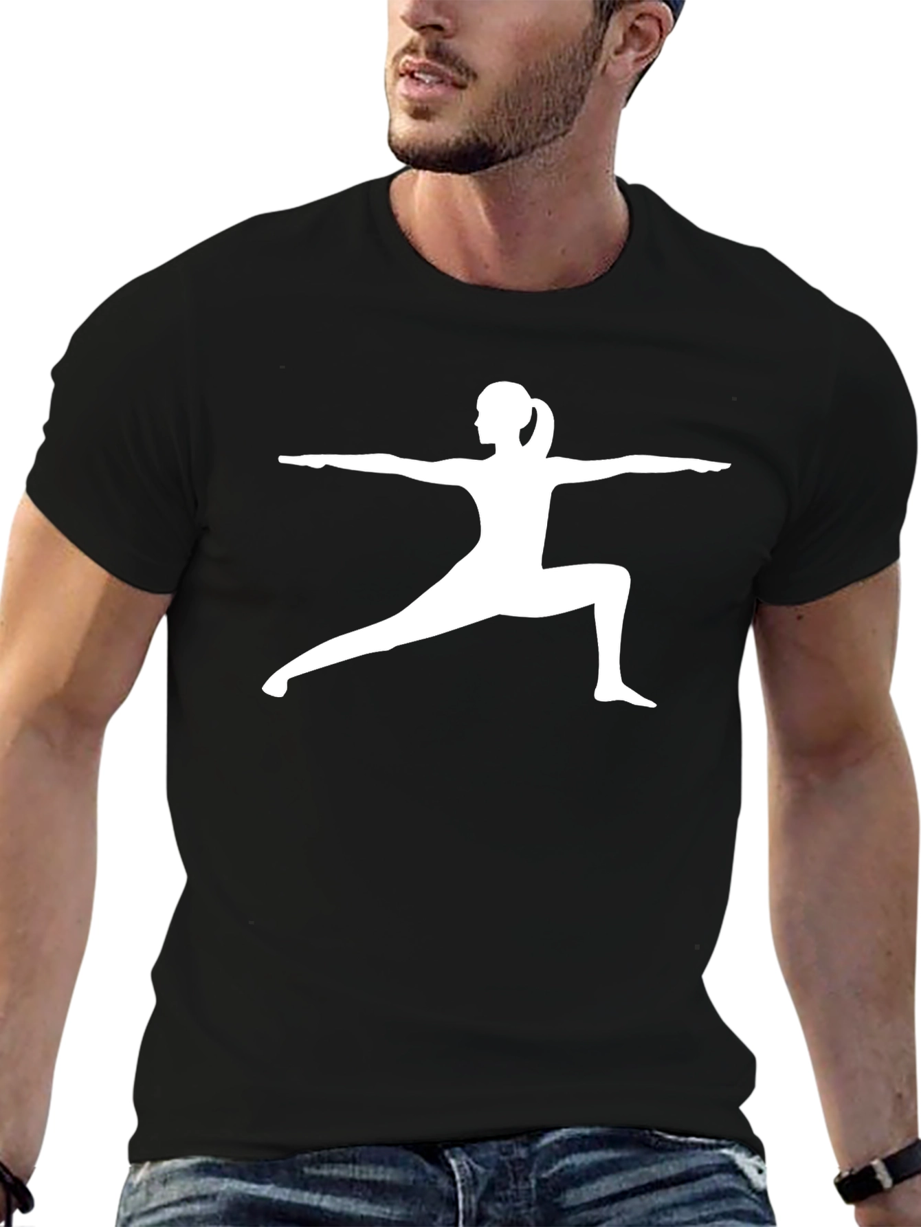 Yoga Warrior Pose Black T-Shirt