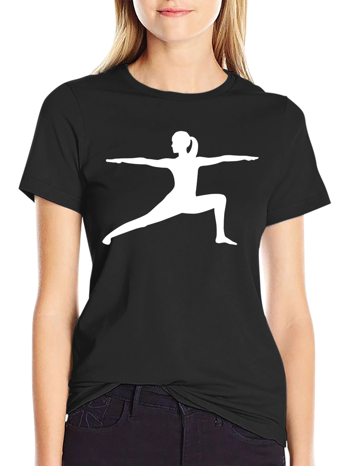 Yoga Warrior Pose Black T-Shirt