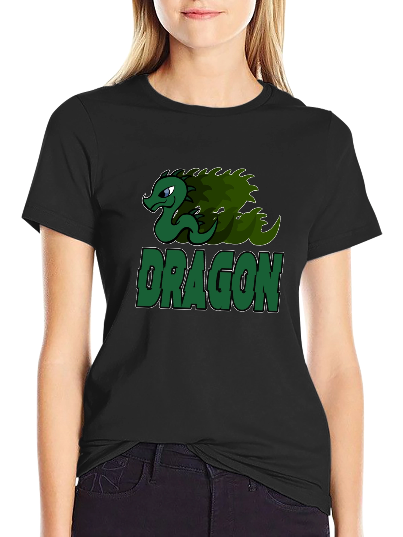 Dragon Graphic Print T-Shirt - Black