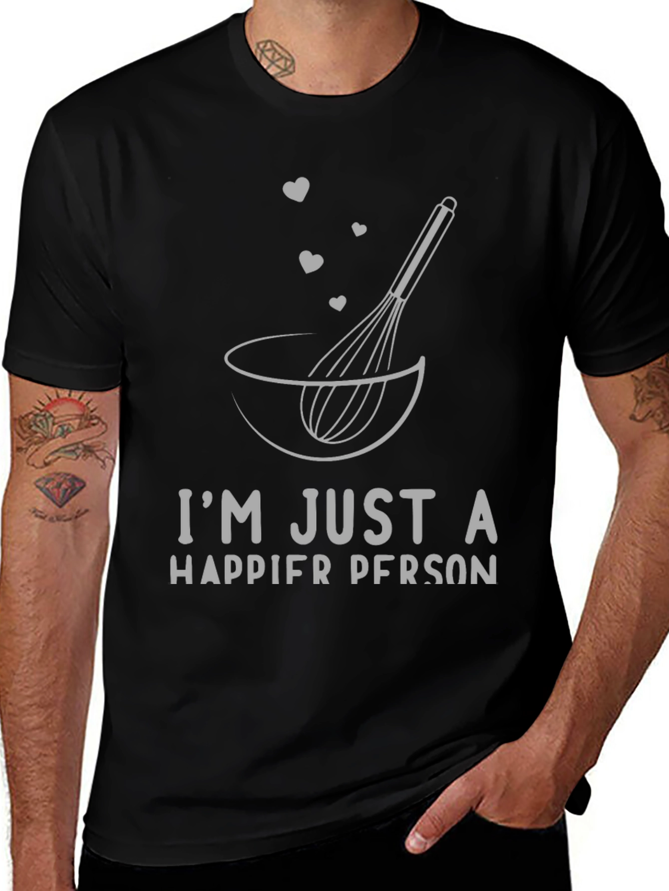 Happier Person Baking T-Shirt Whisk and Bowl Design