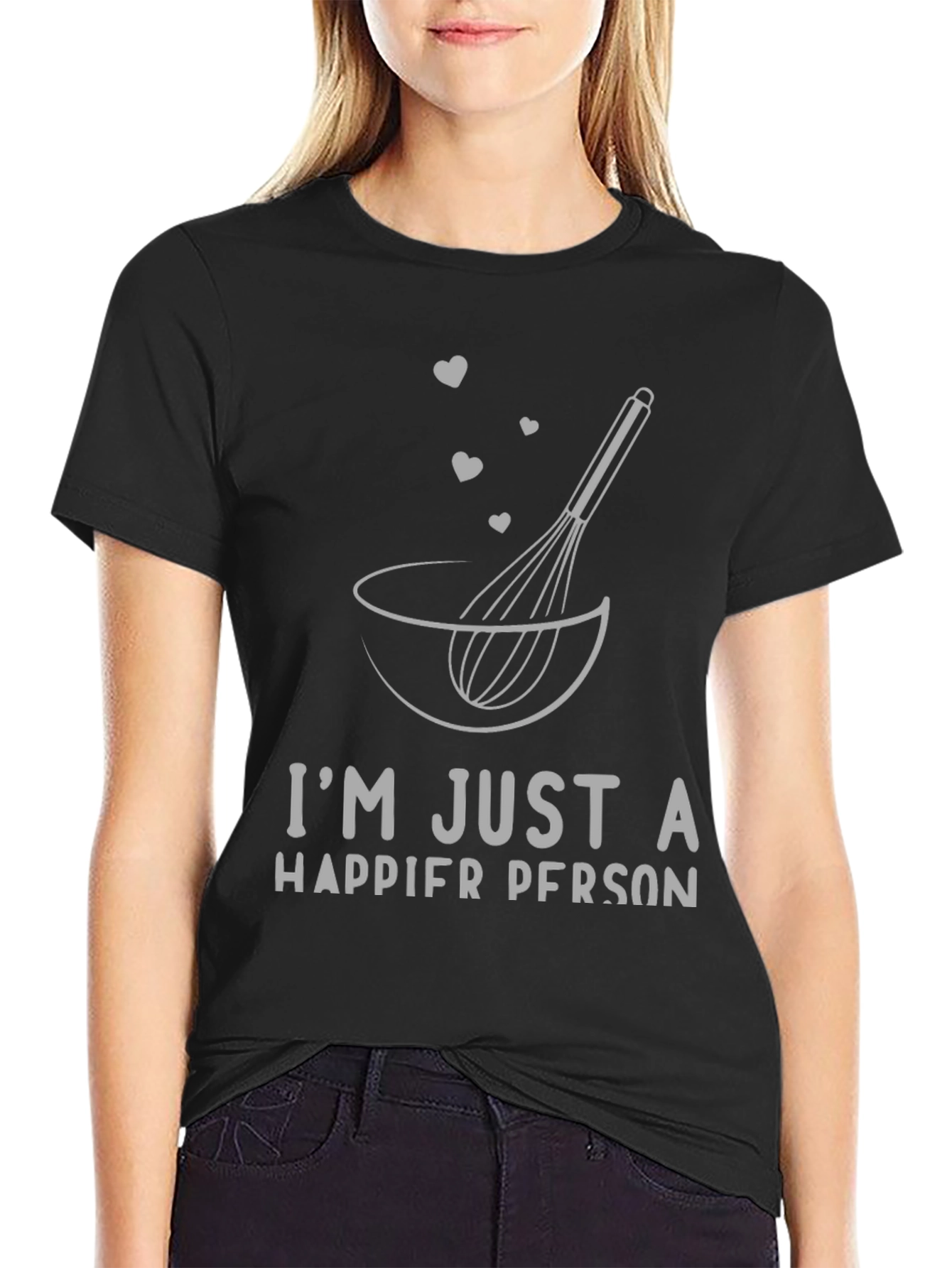 Happier Person Baking T-Shirt Whisk and Bowl Design