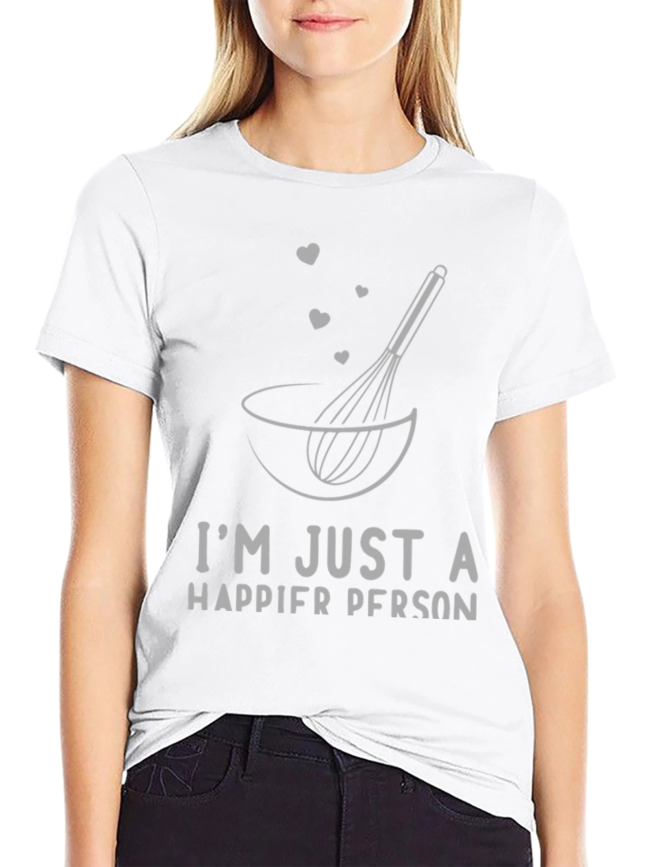 Happier Person Baking T-Shirt Whisk and Bowl Design