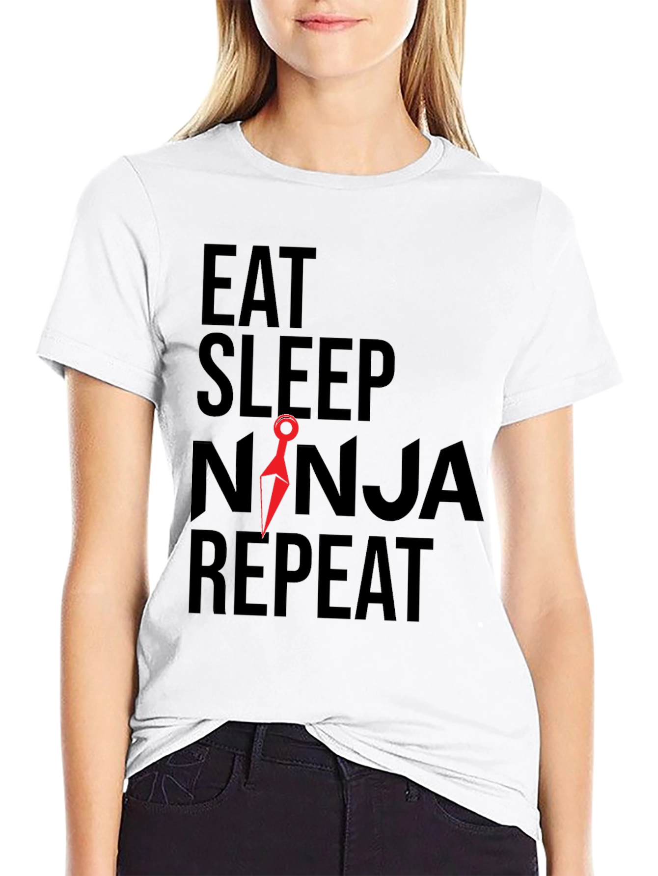 Eat Sleep Ninja Repeat Graphic Tee - Black