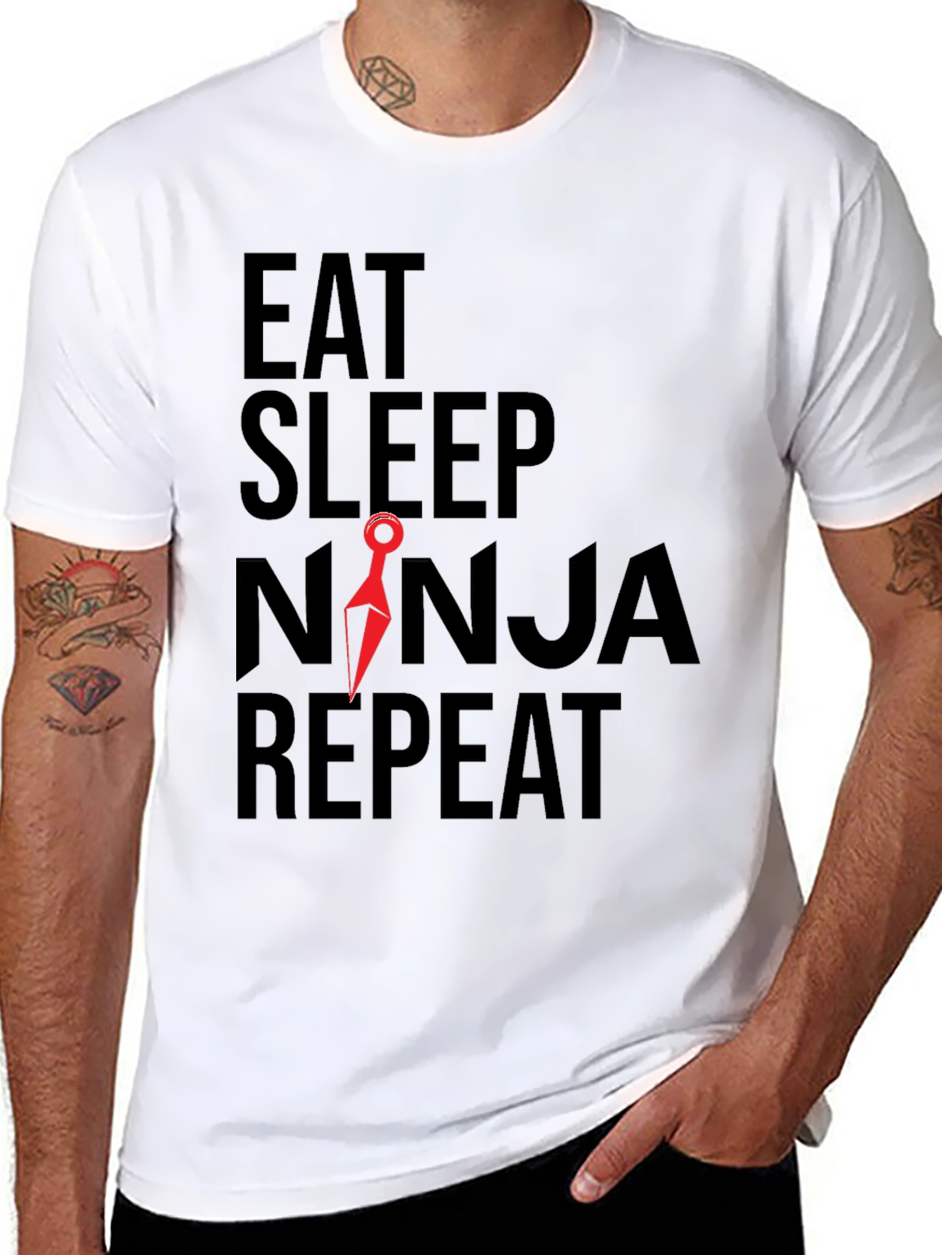 Eat Sleep Ninja Repeat Graphic Tee - Black