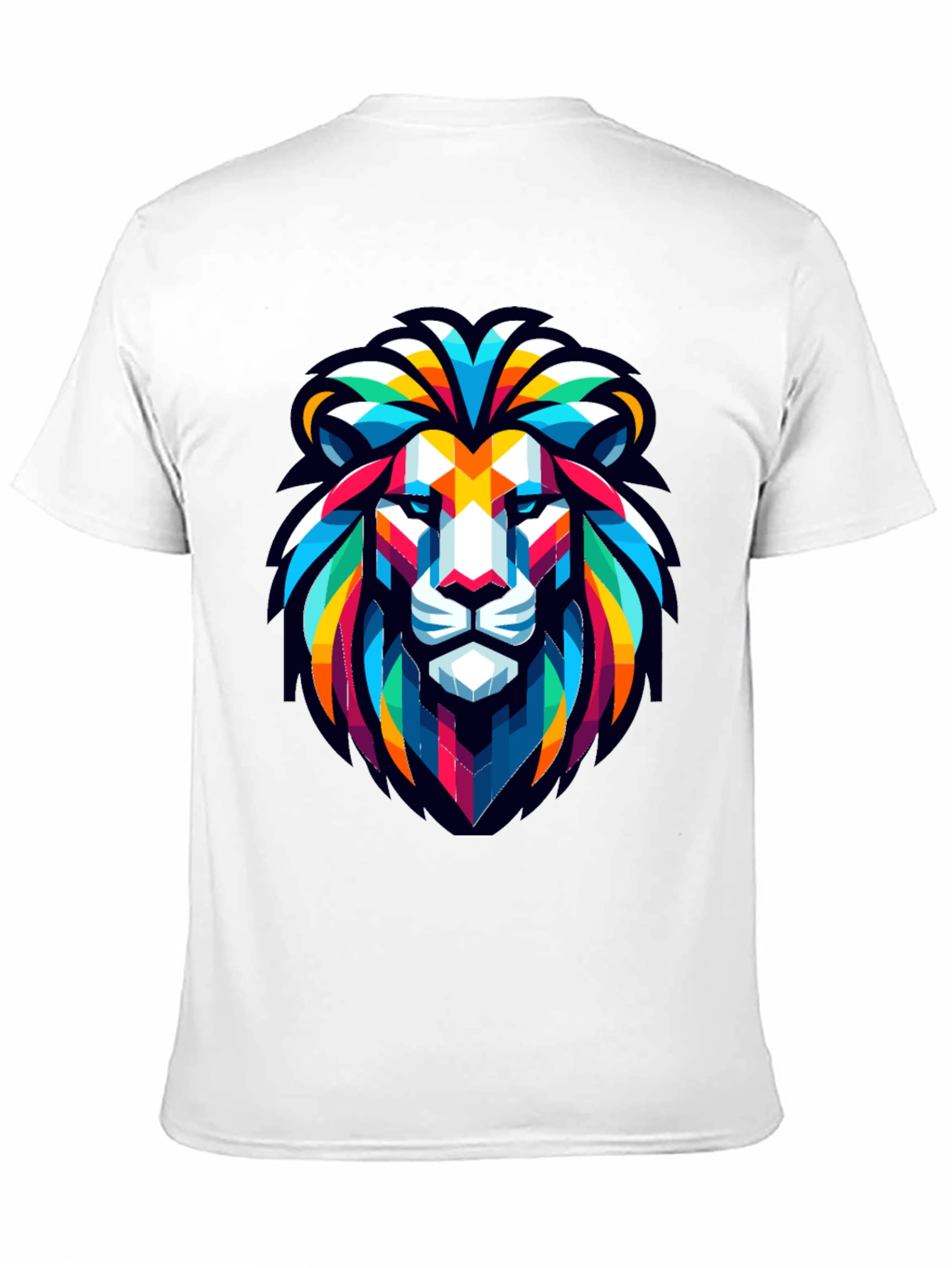 Geometric Lion Head Graphic Black T-Shirt