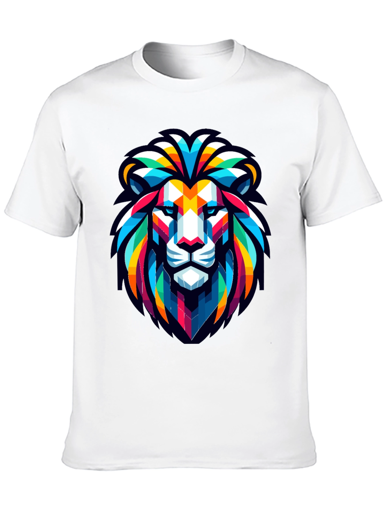 Geometric Lion Head Graphic Black T-Shirt