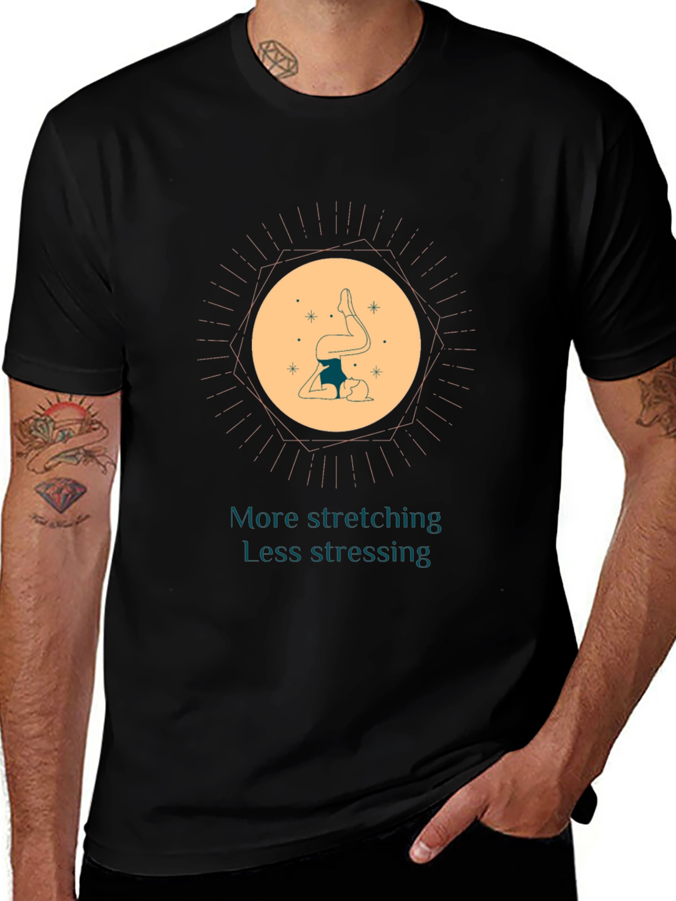 Yoga Lover Graphic Tee: More Stretching Less Stressing