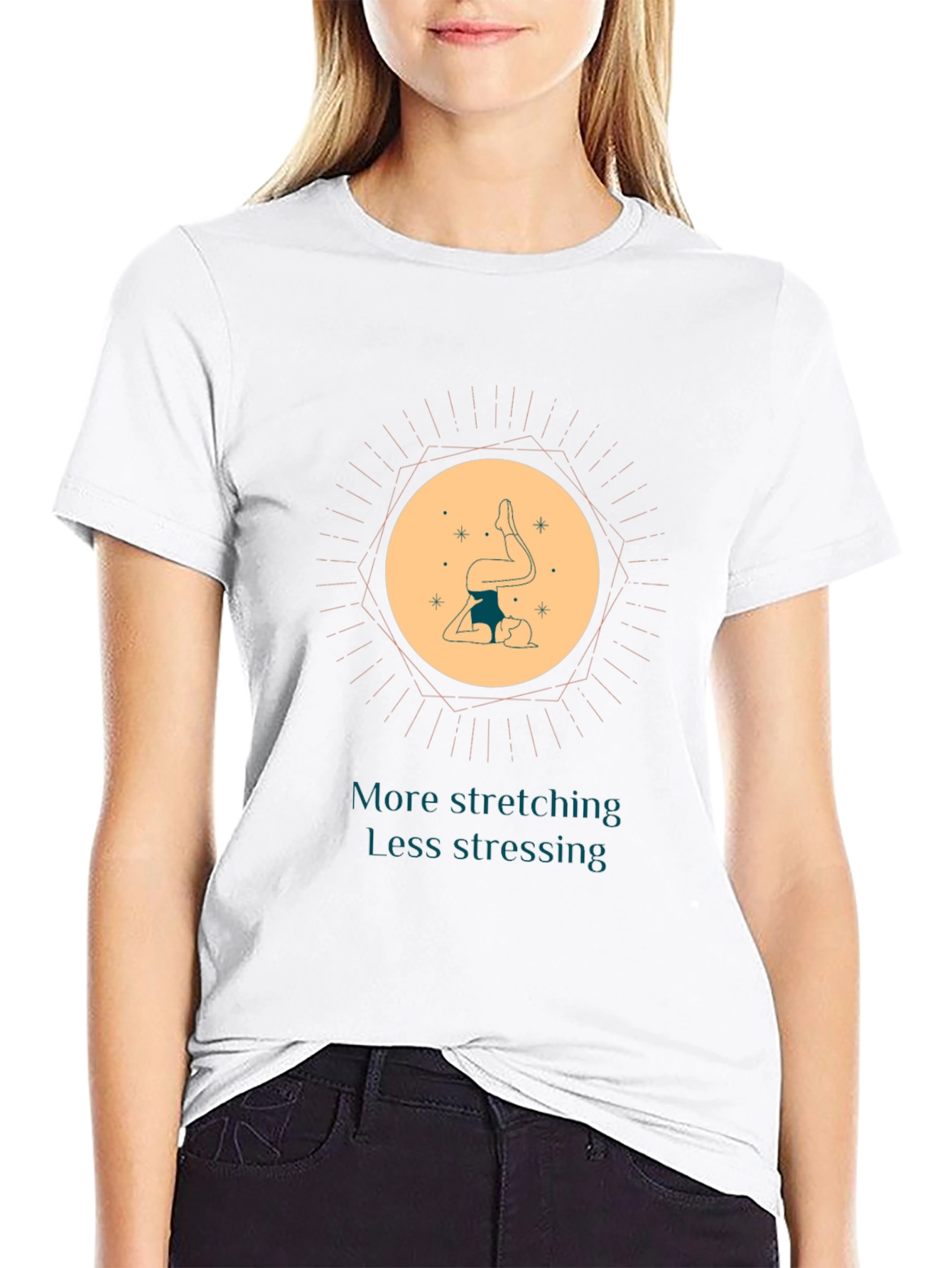 Yoga Lover Graphic Tee: More Stretching Less Stressing