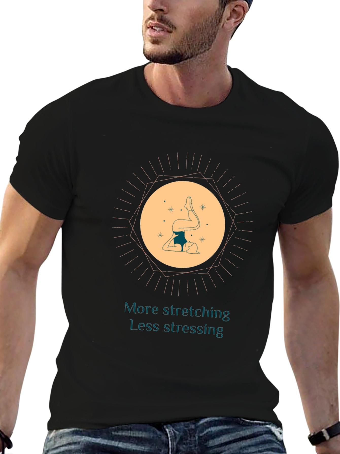 Yoga Lover Graphic Tee: More Stretching Less Stressing