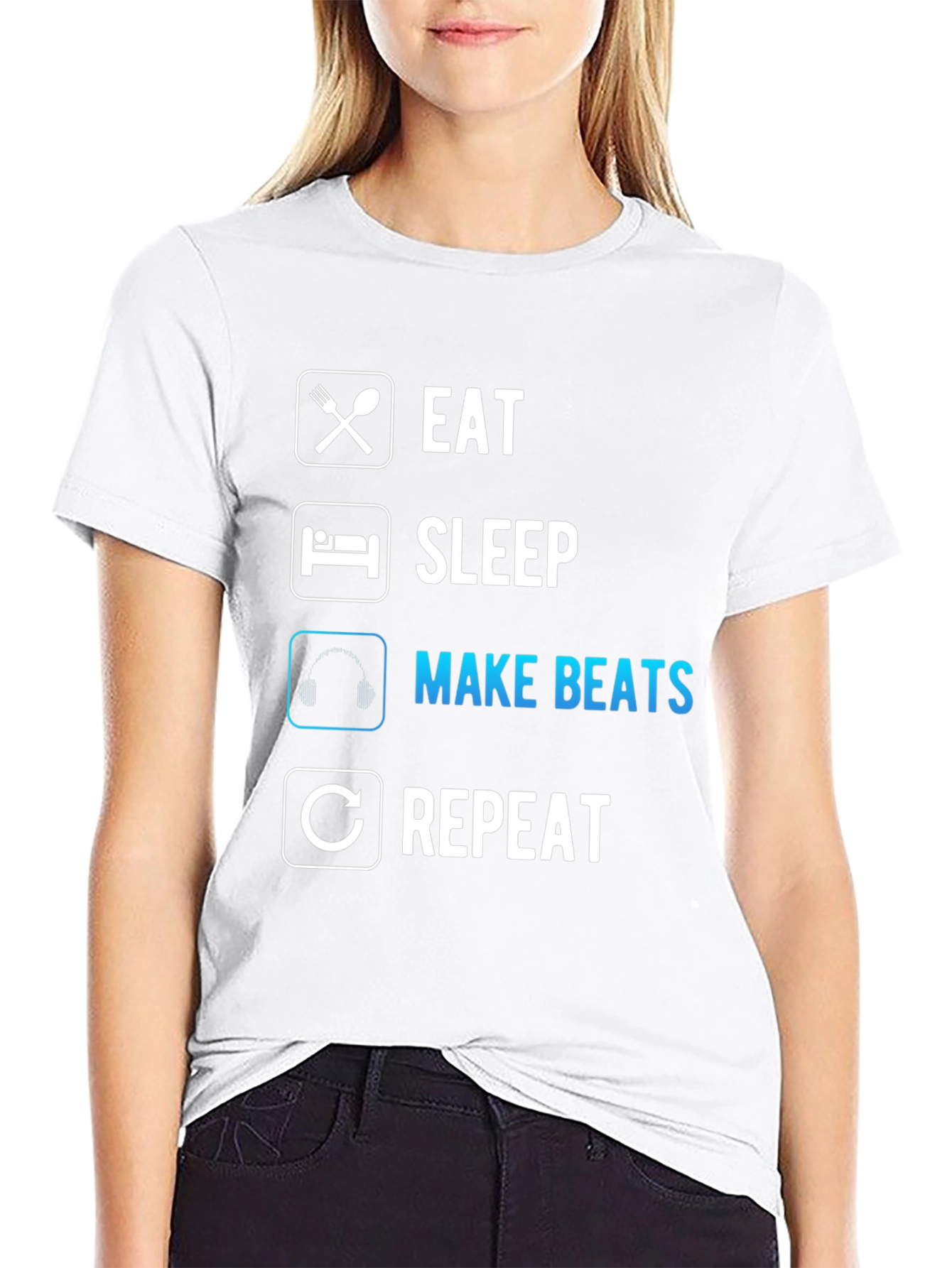 Eat Sleep Make Beats Repeat Black T-Shirt