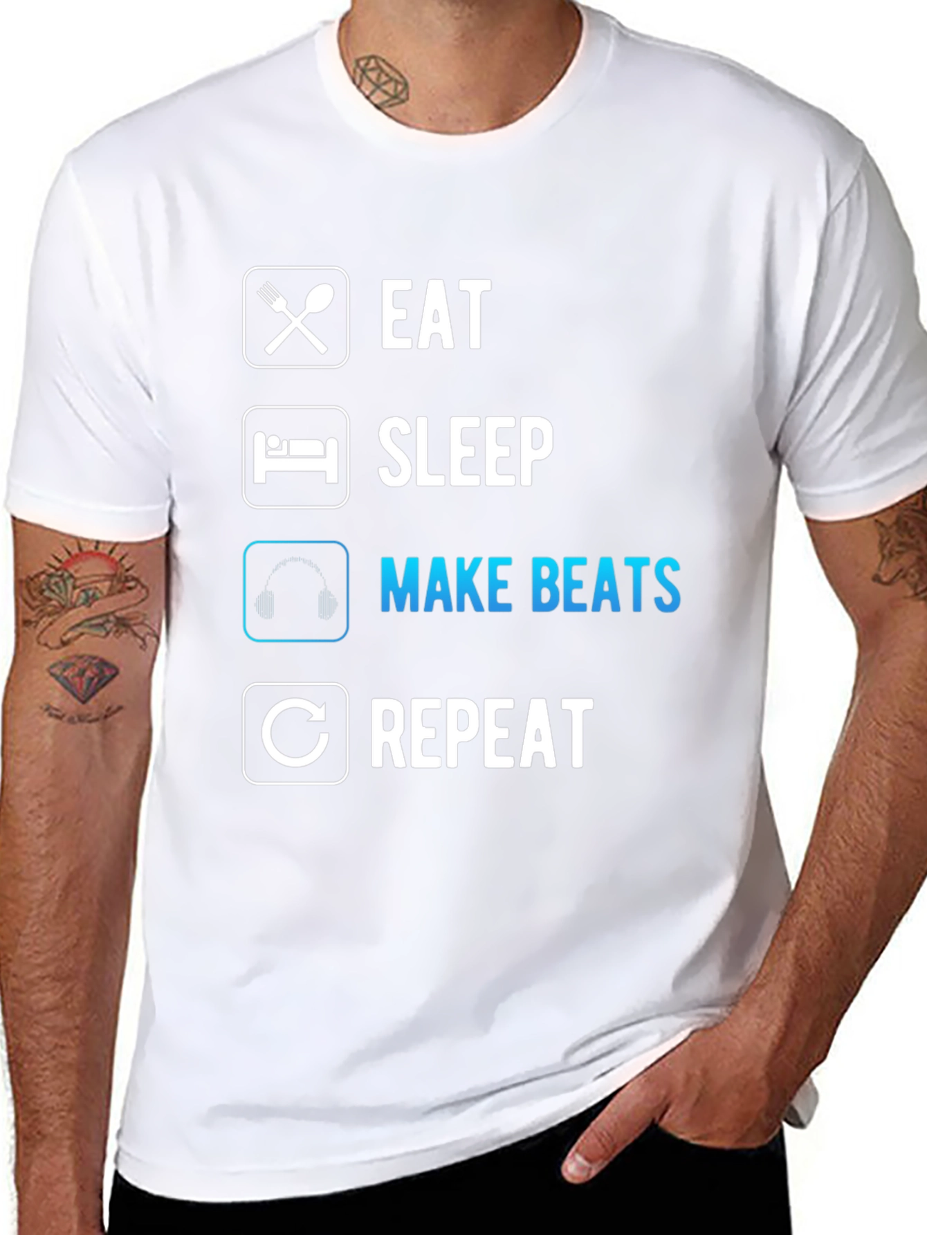 Eat Sleep Make Beats Repeat Black T-Shirt