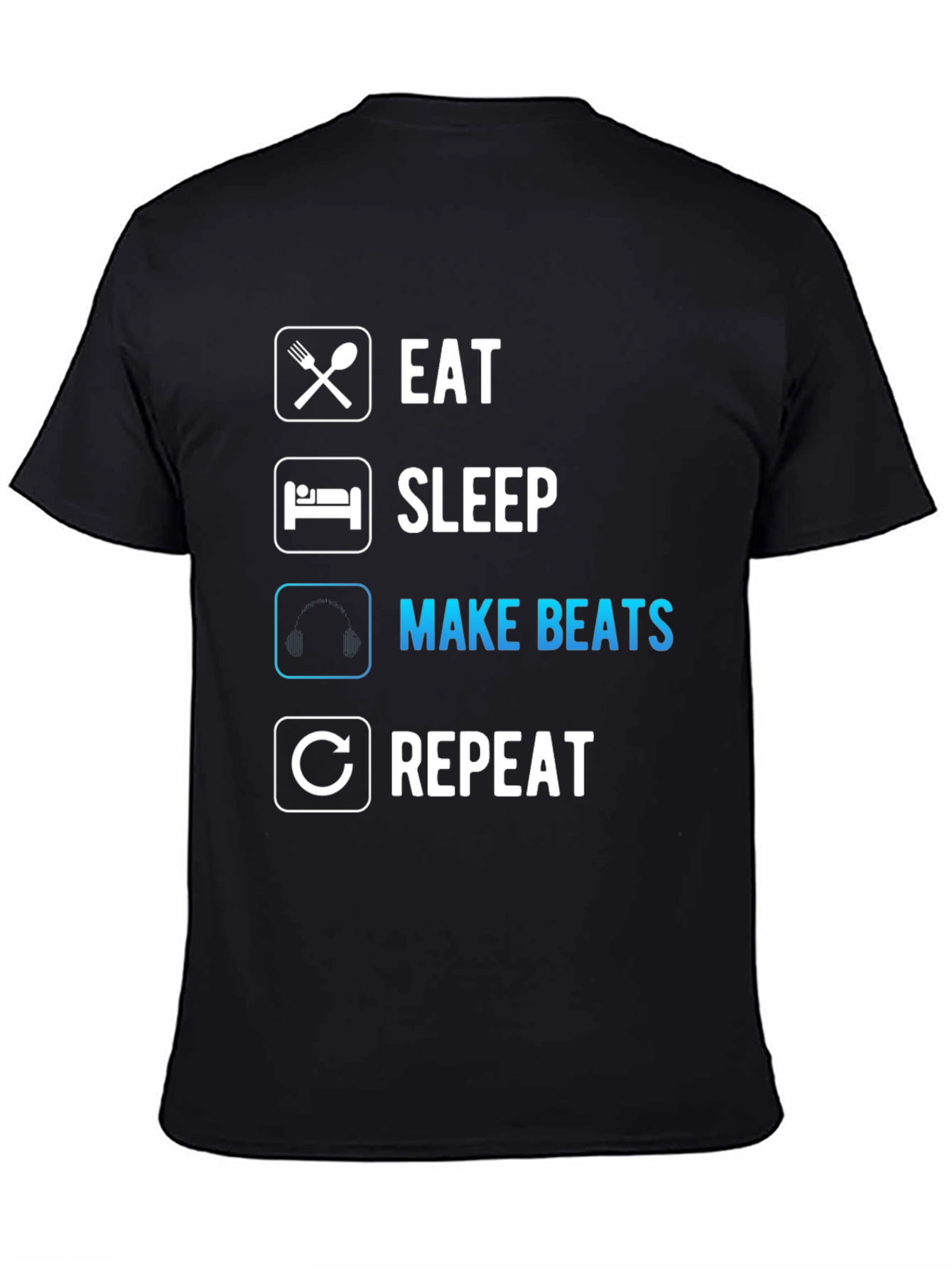 Eat Sleep Make Beats Repeat Black T-Shirt