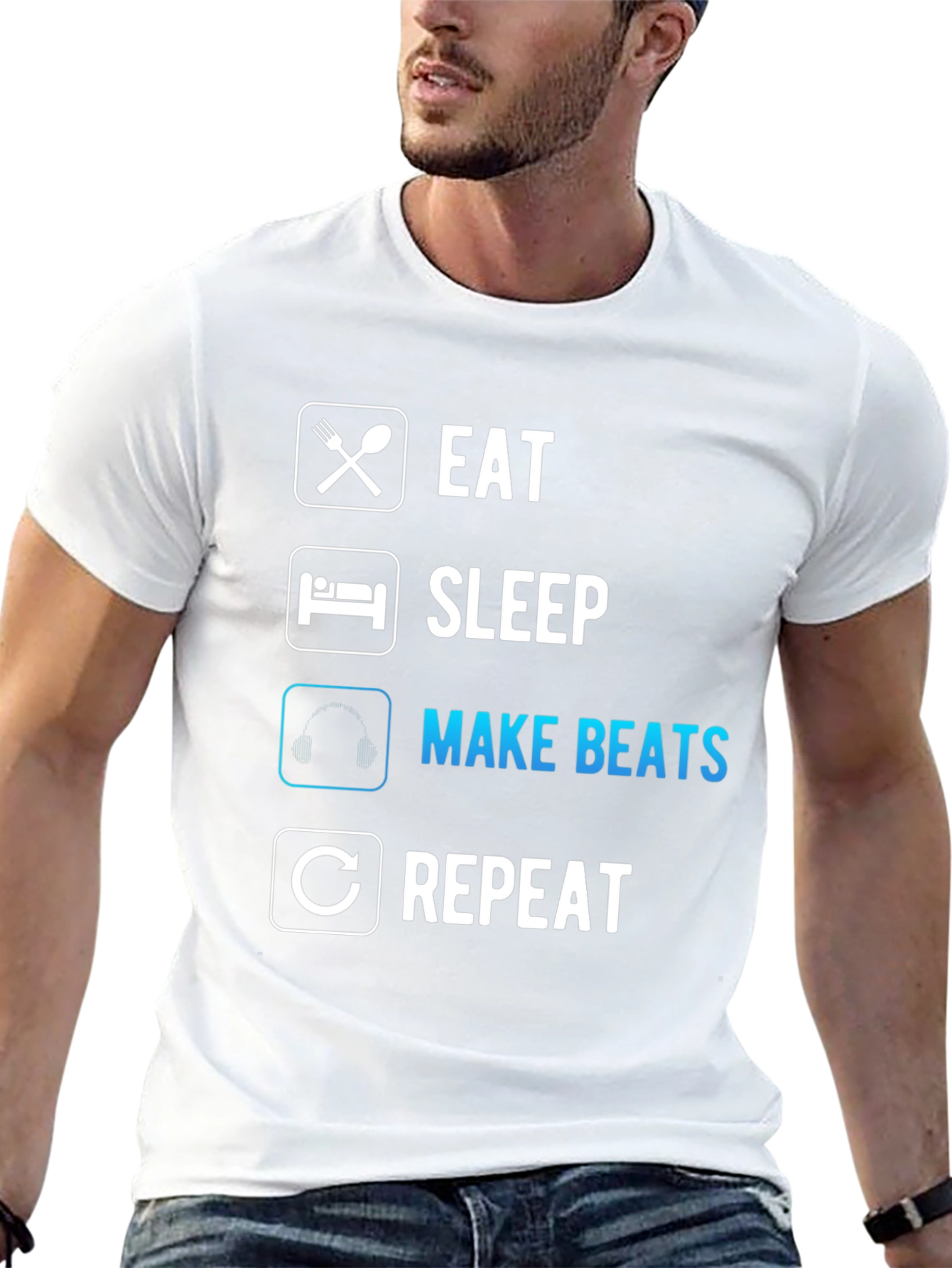 Eat Sleep Make Beats Repeat Black T-Shirt