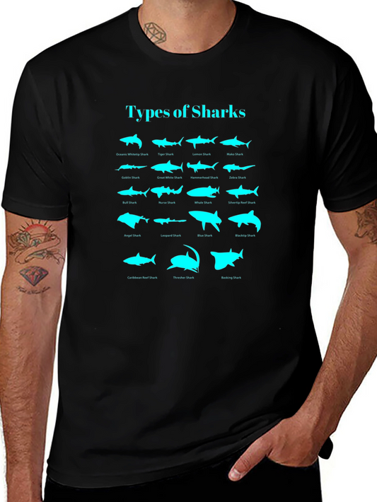 Types of Sharks Graphic Tee - Black